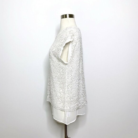 NWT Conrad C Collection White Lace Overlay Top X-S - Picture 2 of 7